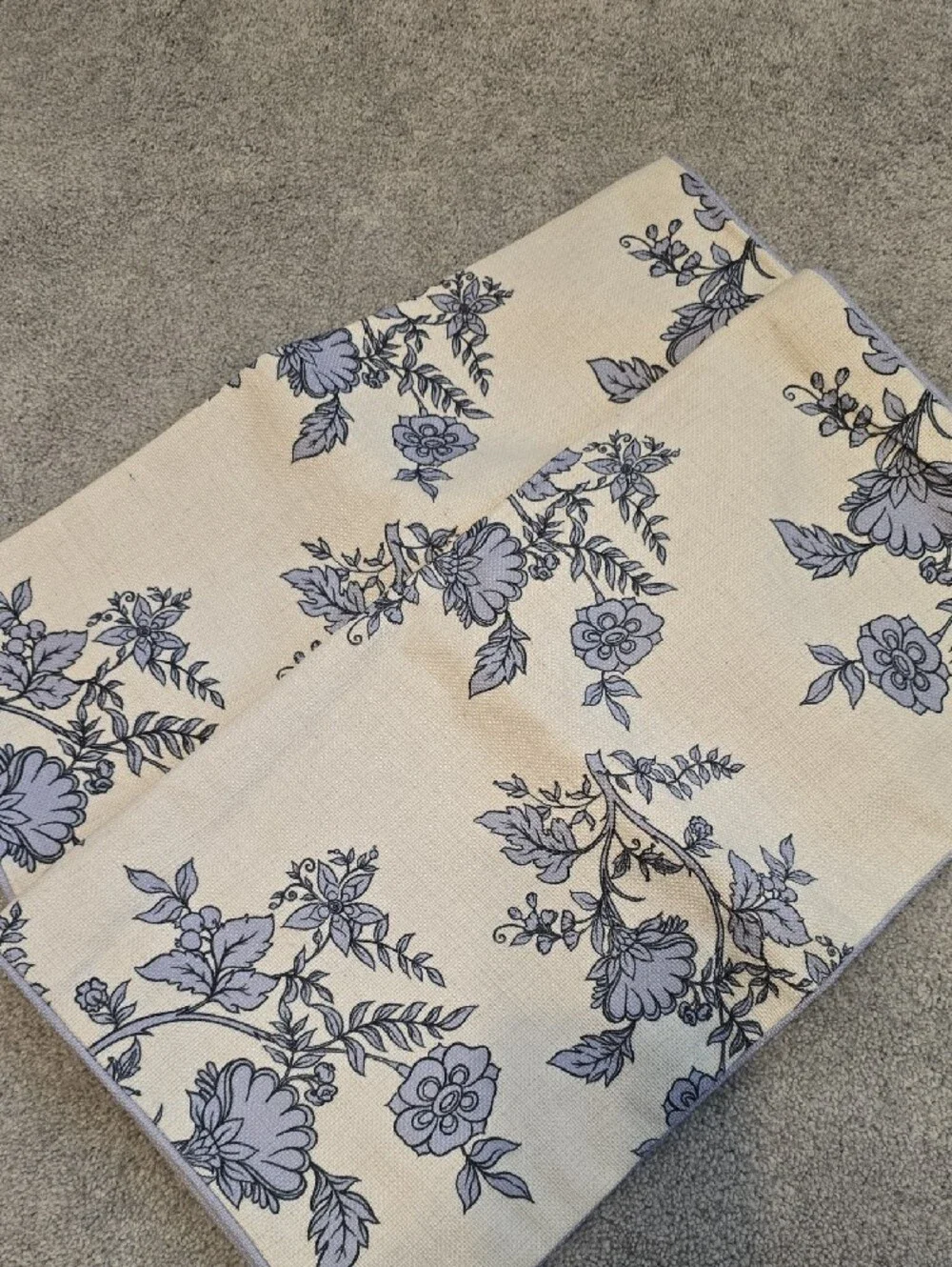 Floral Blue and Cream Decorative Pillow Cover - Brand Unspecified